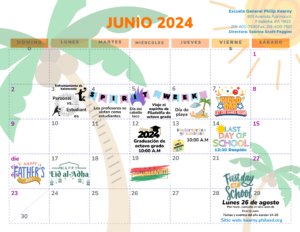 Kearny School Spanish June Calendar